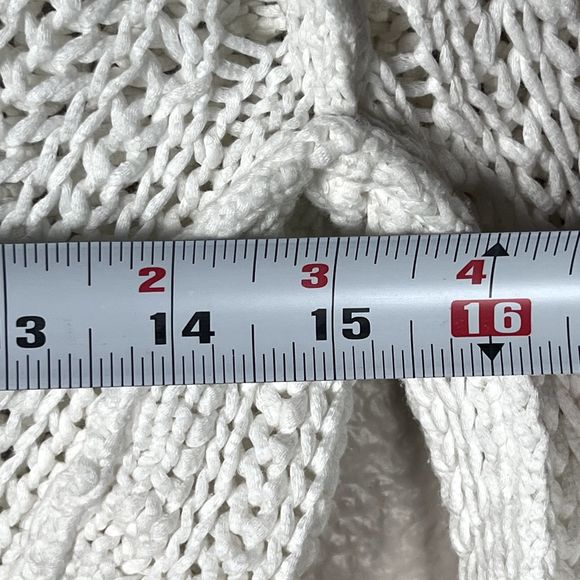 Ann Taylor Loft Sz S Long-Sleeve Open Knit Sweater White 100% Cotton V-Neck - Picture 8 of 10